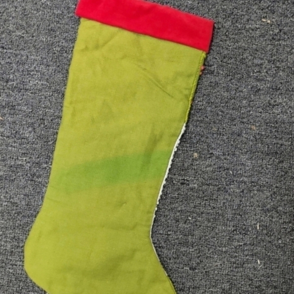 Merry Christmas Stocking Green Crochet Embroidery - Picture 4 of 6